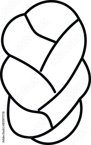 Braided challah bread dough knot outline on white background
