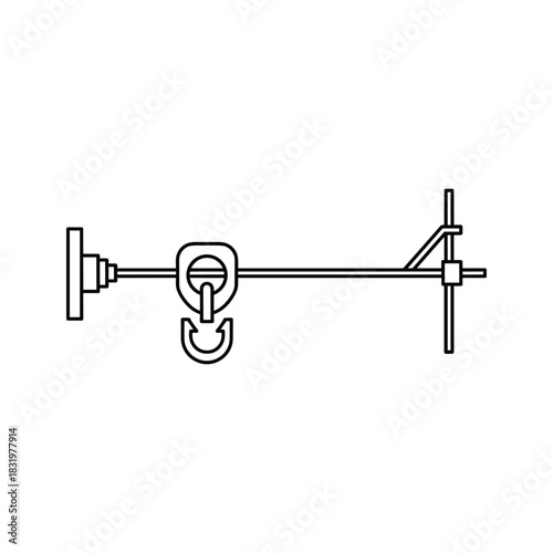 Lifting hook mechanism line art icon for construction equipment
