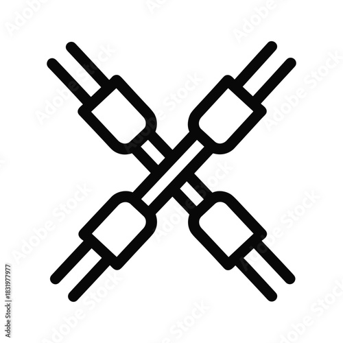 Interconnected cables digital network symbol connection diagram