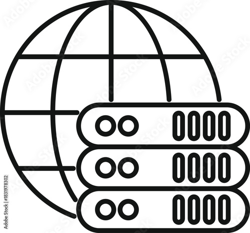 Globe and stacked server racks representing worldwide data connection and hosting services