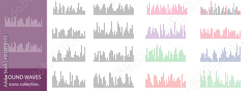 sound waves collection,Vibrant collection of abstract sound waves and digital equalizer waveforms with colorful gradient lines