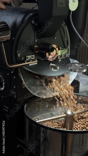 Some people are roasting coffee beans at the roastery