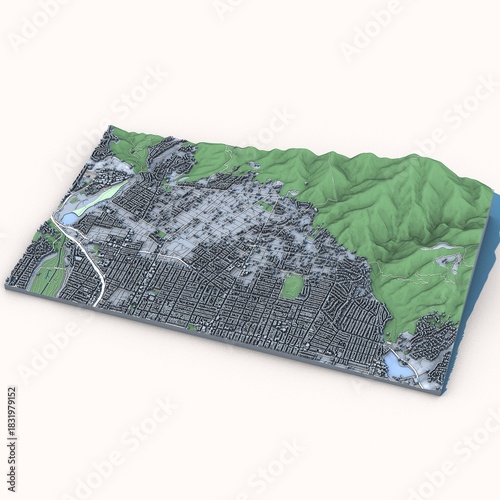 Cityscape Altadena Los Angeles County California United States, 3D Rendering