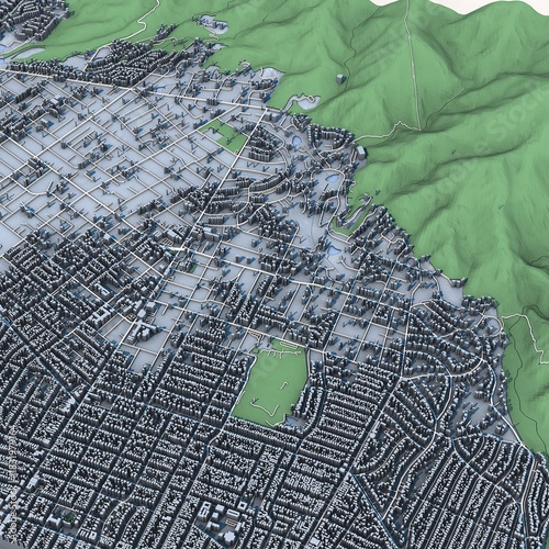 Cityscape Altadena Los Angeles County California United States, 3D Rendering