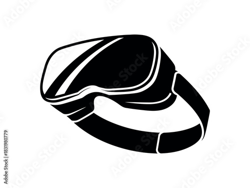 Illustration of black virtual reality headset on a white background simple design