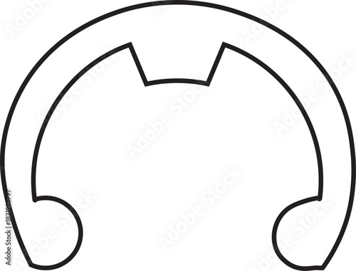 E-clip fastener metal component, mechanical retaining ring