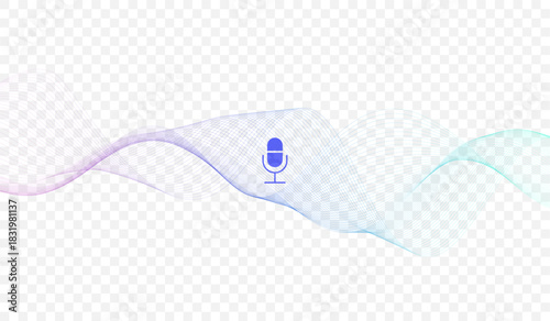 Voice assistant concept. Vector sound wave. Voice and sound recognition equalizer wave flow background. Personal assistant and voice recognition concept gradient vector illustration.