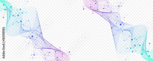 Abstract tech network connection dots. Digital background and big data technology. Blue background with plexus lines effect. Geometric background with abstract mesh.