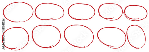 Hand drawn circle highlighter line sketch set. Vector marker circular lines, doodle round circles for message note mark design element. Pencil or pen bubble sketch set. Vector illustration