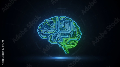 Artificial intelligence brain circuit board technology neural network machine learning concept art