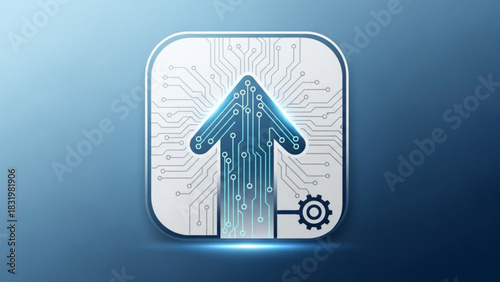 Technology growth arrow up circuit board digital transformation innovation concept design vector graphic