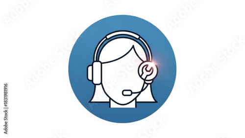 Technical support assistance call center help desk service wrench headset icon vector graphic design