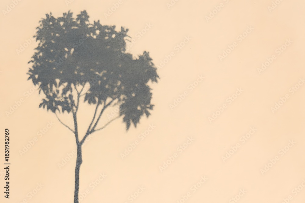 Fototapeta premium Shadow of Tree on Soft Background Creating Minimalistic Artwork