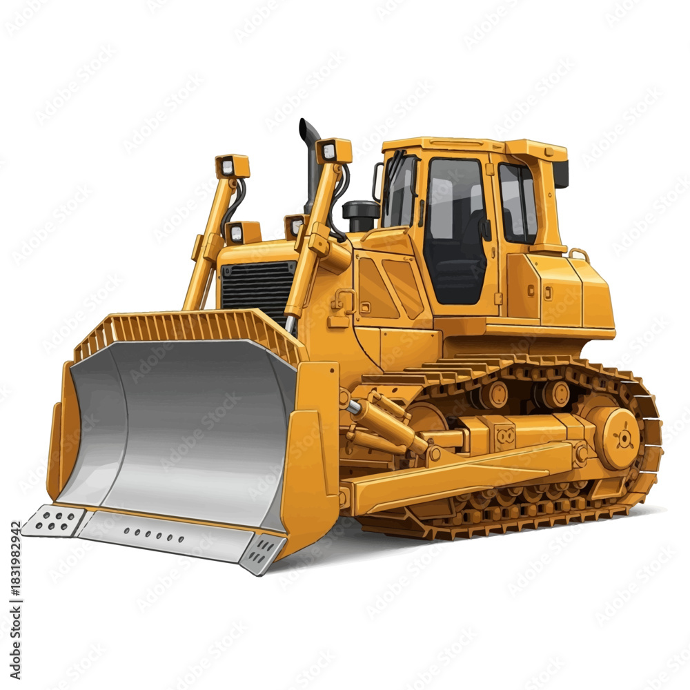 Fototapeta premium Heavy Yellow Bulldozer Construction Vehicle.