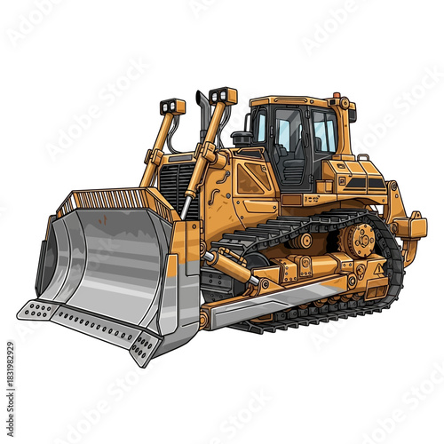 Heavy Duty Yellow Bulldozer Illustration 1.