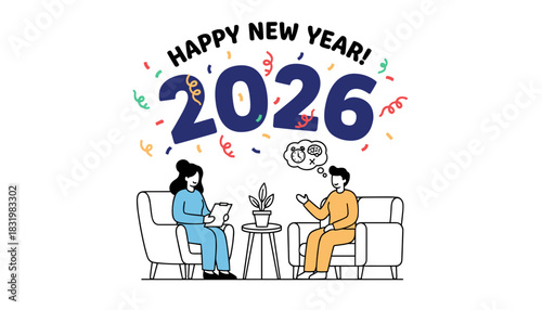 Happy New Year 2026 Counseling session for stress mental health and resolution planning
