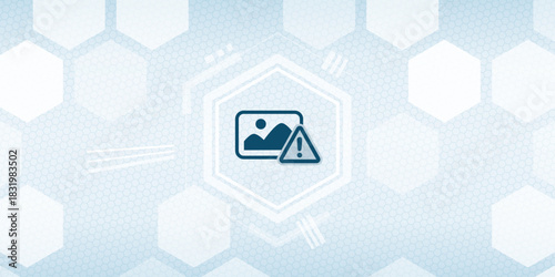 Image Warning Vector Header - Picture Icon with Caution Sign