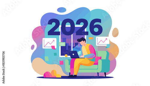 2026 business planning growth goals remote work and financial strategy illustration
