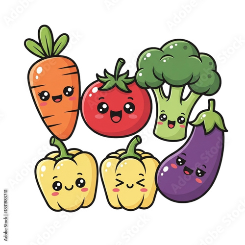 Adorable cartoon vegetable friends offering vibrant, playful vibes for children's health education and promoting healthy eating habits through joyful characters