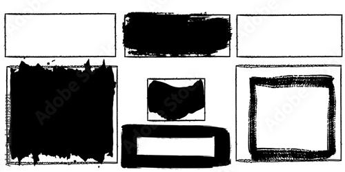  Grunge border frame set, Grunge rectangle shapes, empty speech, text boxes. Box brush frame shape set. Hand drawn crayon grunge brush rectangle.