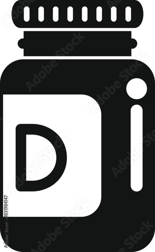 Vitamin d supplement bottle icon representing health, nutrition, and essential healthcare