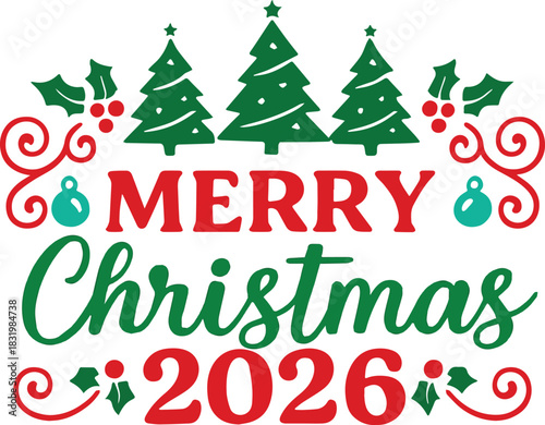Merry Christmas 2026 Typography Design