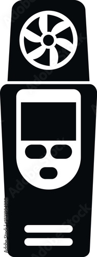 Digital anemometer device displaying wind velocity and air flow for measurement