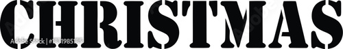 Bold black stencil font text spelling CHRISTMAS on a white background Christmas lettering