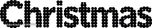 Christmas Word Composed Of Black Dots On White Background Keywords: Christmas, text, word, lettering, holiday, season, winter, celebration, festive, greeting, typography, graphic, design, element