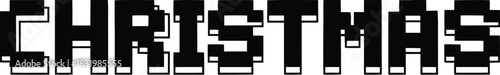 Christmas word in pixelated block letters with white gaps text lettering