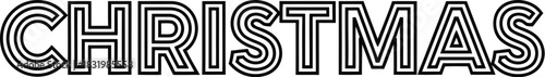 Christmas Word with Concentric Outline Style on White Background text lettering