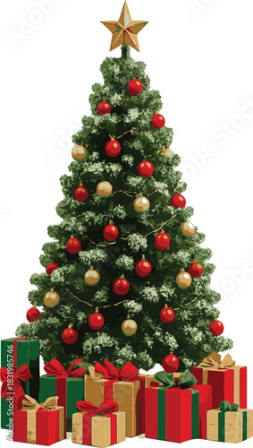 Decorated Christmas Tree with Presents