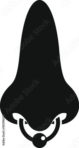 Nose silhouette displaying septum piercing, symbolizing individuality and alternative style