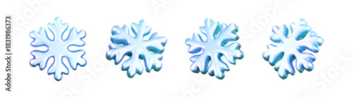 Blue halftone snowflakes with dotted texture in retro comic style isolated on a white background. Vintage print effect winter snowflakes for Christmas or New Year design, card, poster. 3D vector icon