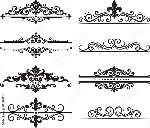 Elegant Vintage Ornaments Decorative Flourish Divider Design Set