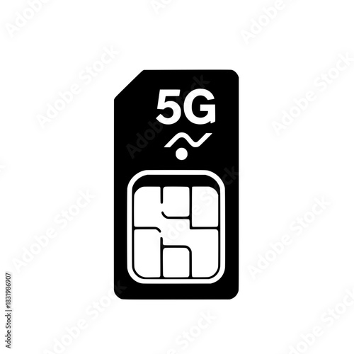 5G SIM Card Vector Icon, Symbol of Fifth Generation Wireless Connectivity and Fast Cellular Technology.