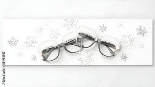 Optical Vision Stylish Glasses with Snowflake Accents on a Winter White Backdrop