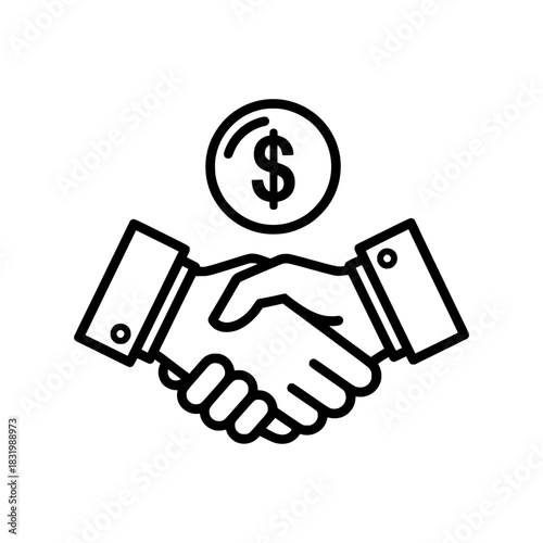Handshake and Money Icon: Business Deal and Investment