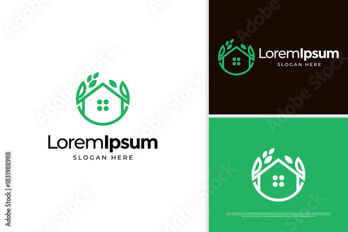 House nature real estate icon logo design template