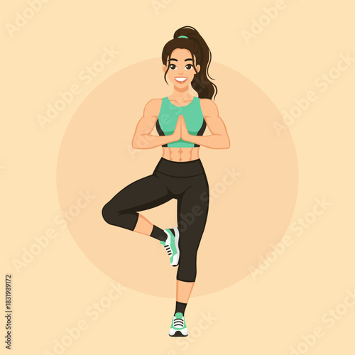 Yoga for Balance: Woman in Tree Pose (Vrikshasana)