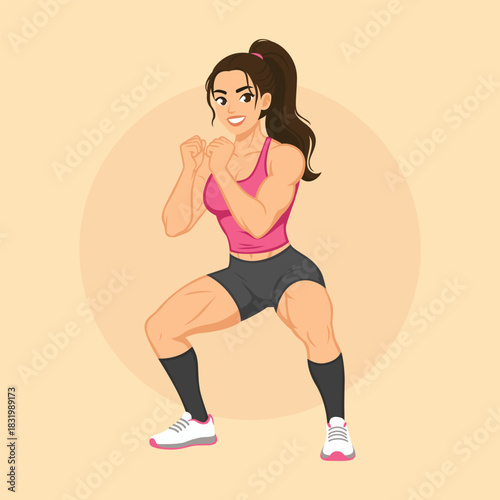 Bodyweight Training: Woman Performing a Squat or Power Stance