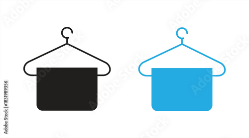 coat hanger sign icon with towel, vector illustration