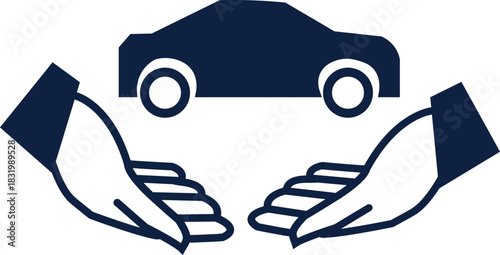 Hand holding car and drawing house illustration