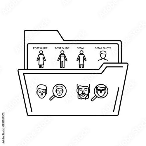 Digital Content Management Folder with Post Guide and Detail Shot Icons