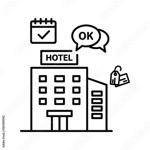 Hotel Booking Confirmation and Check-in Process Icon