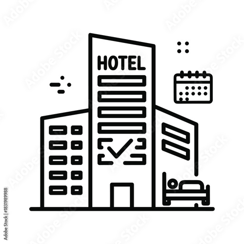 Hotel Booking and Accommodation Outline Icon
