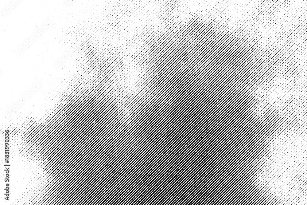 Fototapeta premium Macro halftone print of cloudy sky, with dense diagonal shading forming soft cloud shapes in the sky on a transparent background.