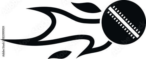 Cricket ball soaring with fire trail, symbolizing speed and power in sports