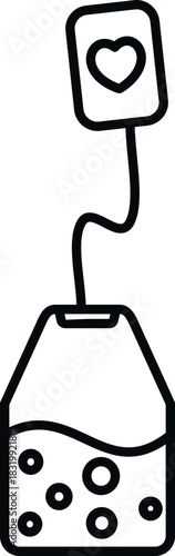 Tea bag steeping with a heart shaped tag, representing love for warm beverages