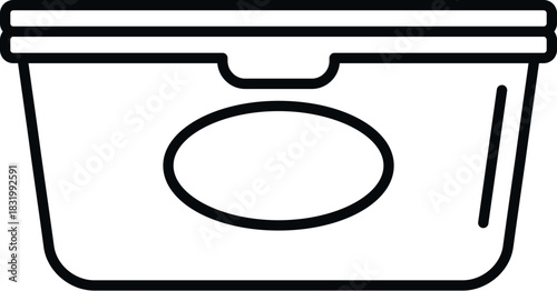 Plastic food container icon showing a sealed box for lunch or leftovers